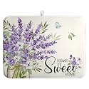 Spring Lavender Floral Dish Drying Mats Spring Summer Dish Mat Purple Flowers Butterfly Drying Matt Dishes Dryer Pad for Kitchen Counter Absorbent Microfiber Washable Foldable Reusable 18x24 in