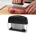 Spring-Loaded Meat Tenderizer, 48 Stainless Steel Sharp Needle Blades, Handheld Blade Tenderizer for Tenderizing Beef, Chicken, Steak, Pork，Black
