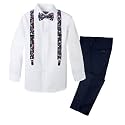 Spring Notion Boys' 4-Piece Floral Suspenders Outfit