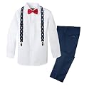 Spring Notion Boys' 4-Piece Floral Suspenders Outfit