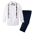 Spring Notion Boys' 4-Piece Floral Suspenders Outfit