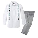 Spring Notion Boys' 4-Piece Floral Suspenders Outfit