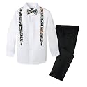 Spring Notion Boys' 4-Piece Floral Suspenders Outfit