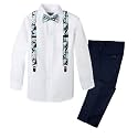Spring Notion Boys' 4-Piece Floral Suspenders Outfit