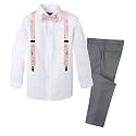 Spring Notion Boys' 4-Piece Floral Suspenders Outfit