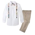 Spring Notion Boys' 4-Piece Floral Suspenders Outfit