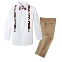 Spring Notion Boys' 4-Piece Floral Suspenders Outfit