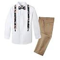 Spring Notion Boys' 4-Piece Floral Suspenders Outfit