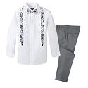 Spring Notion Boys' 4-Piece Floral Suspenders Outfit