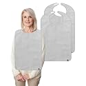 SPRING SEAON Adult Bibs WashableTowel Bibs for Eating Unisex Gift for Elderly Women Men Dining Clothing Protectors 2 Pack
