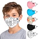 SPRING SEAON Kids Cotton Face Covering 5 Pack Washable Reusable Adjustable