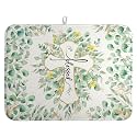 Spring Summer Cross Blessed Dish Drying Mats Spring Eucalyptus Leaves Dish Mat Drying Matt Floral Dishes Dryer Pad for Kitchen Counter Absorbent Microfiber Washable Foldable Reusable 18x24 in