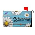 Spring Summer Daisy Flowers Mailbox Cover Magnetic Large Size 25x21 Inch Vintage Spring Floral Mailbox Cover Rustic Teal Old Wood Board Mailbox Decals Mailbox Wrap Post Letter Box Cover for House
