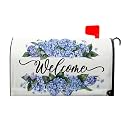 Spring Summer Farmhouse Welcome Mailbox Covers Magnetic Large Size 25x21in Spring Blue Hydrangea Mailbox Covers Mailbox Decals Flowers Mailbox Wraps Summer Post Box Cover for Home Outdoor Outside