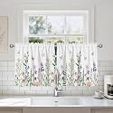 Spring Wildflower Flower Valance Curtains, Rod Pocket Sheer 26x36 in
