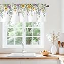 Spring Wildflower Flower Valances for Windows, Rod Pocket 42x12 in