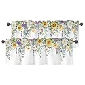 Spring Wildflower Flower Window Valance, Short Rod Pocket Curtain 54x18 in