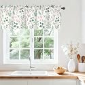 Spring Wildflower Green Leaves Kitchen Valances for Windows, 42x12 in