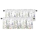 Spring Wildflower Green Leaves Valances for Windows, Rod Pocket 42x12 in