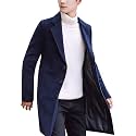 Springrain Men's Wool Blend Pea Coat Single Breasted Overcoat
