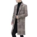 Springrain Men's Wool Blend Pea Coat Single Breasted Overcoat