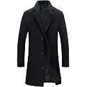 Springrain Men's Wool Blend Pea Coat Single Breasted Overcoat
