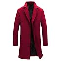 Springrain Men's Wool Blend Pea Coat Single Breasted Overcoat