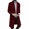 Springrain Men's Wool Blend Pea Coat Single Breasted Overcoat