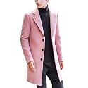 Springrain Men's Wool Blend Pea Coat Single Breasted Overcoat