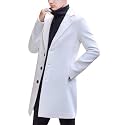 Springrain Men's Wool Blend Pea Coat Single Breasted Overcoat