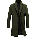 Springrain Men's Wool Blend Pea Coat Single Breasted Overcoat