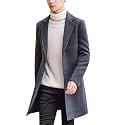 Springrain Men's Wool Blend Pea Coat Single Breasted Overcoat