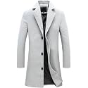 Springrain Men's Wool Blend Pea Coat Single Breasted Overcoat