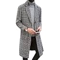 Springrain Men's Wool Blend Pea Coat Single Breasted Overcoat