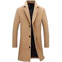 Springrain Men's Wool Blend Pea Coat Single Breasted Overcoat