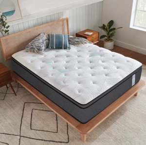 springtek euro top hybrid latex 8 inch queen pocket spring mattress l x w 84 inch x 60 inch