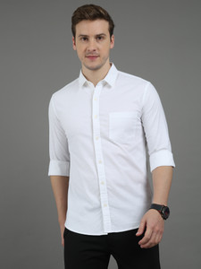 SPRNG Men Solid Casual White Shirt