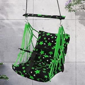 sprointal swing for kids baby swing chair cotton children folding and washable 1-5 years swing with safety belthome and garden jhula for babies swing for kidshanging cradle green star d 41 cm