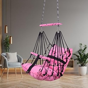 sprointal cotton baby swing for kids children folding and washable 1 to 5 years new born baby gift soft jhula with safety belt easy to carry safety lock cradle chair  home garden hall pink