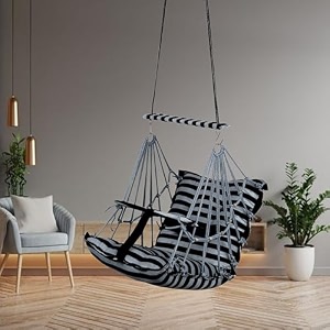 sprointal swing for kids baby swing chair cotton children folding and washable 1-5 years swing with safety belthome and garden jhula for babiesswing for kidshanging cradle grey line 455 cm