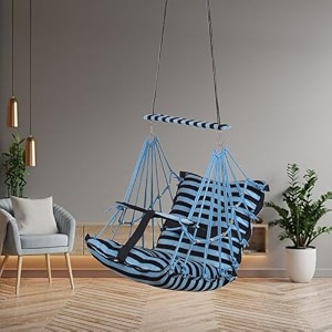 sprointal swing for kids baby swing chair cotton children folding and washable 1-5 years swing with safety belthome and garden jhula for babies swing for kidshanging cradle blue line