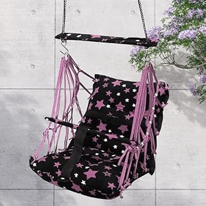 sprointal swing for kids baby swing chair cotton children folding and washable 1-5 years swing with safety belthome and garden jhula for babies swing for kidshanging cradle purple star