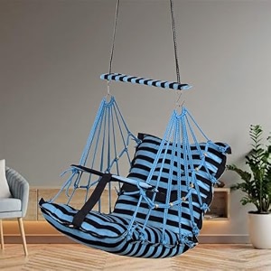 sprointal swing for kids baby swing chair cotton children folding and washable 1-5 years swing with safety belthome and garden jhula for babies swing for kidshanging cradle blue line