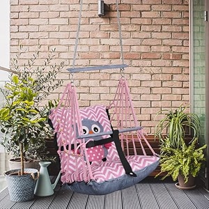 sprointal swing for kids cotton baby children folding and washable 1 to 5 years new born baby gift soft jhula with safety belt easy to carry safety lock cradle chair  home garden hall owl