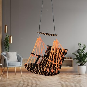 sprointal swing for kids baby swing chair cotton children folding and washable 1-5 years swing with safety belthome and garden jhula for babies swing for kidshanging cradle orange dot