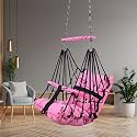 Sprointal® Cotton Baby Swing for Kids Children Folding and Washable 1 to 5 Years New Born Baby Gift Soft Jhula with Safety Belt Easy to Carry Safety Lock Cradle Chair | Home Garden Hall (Pink)