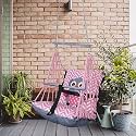 Sprointal® Cotton Baby Swing for Kids Children Folding and Washable 1 to 5 Years New Born Baby Gift Soft Jhula with Safety Belt Easy to Carry Safety Lock Cradle Chair | Home Garden Hall (Pink Owl)