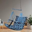 Sprointal® Swing for Kids, Baby Swing Chair Cotton Children Folding and Washable 1-5 Years Swing with Safety Belt,Home and Garden Jhula for Babies |Swing for Kids|Hanging Cradle (Blue Line)