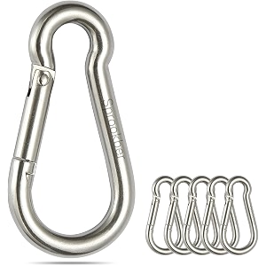 sprookber stainless steel spring snap hook carabiner - 304 stainless steel clips set of 6