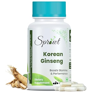 sprowt korean red ginseng 1000mg capsules for men  supports brain function boosts immunity energy amp focus pack of 1